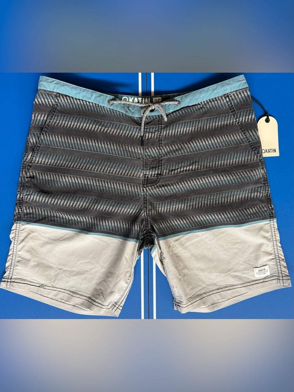 Katin Men’s 32 Hybrid Board Shorts NWT Glass Grey Petals Surf Swim Trunks